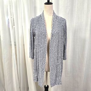2/$30 Chicos Travelers Navy &‎ White Chevron Open Cardigan Size 1 US M or 8